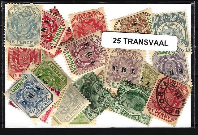 Transvaal 25 Different Stamps