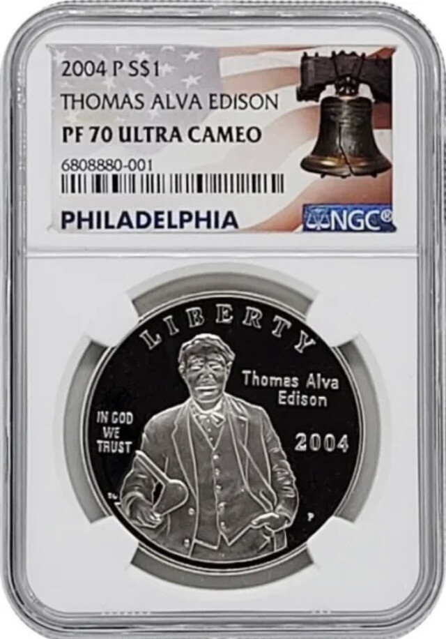 2004 THOMAS EDISON Silver $1 NGC PF70💥FLAWLESS QUALITY💥