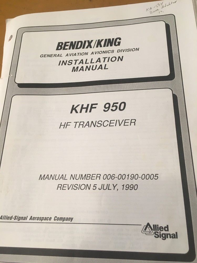 Bendix King Radio KHF-950 HF Transceiver Install Manual