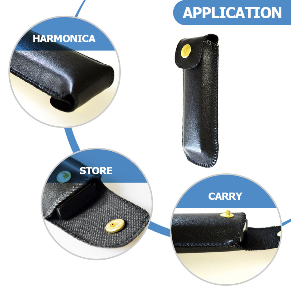 4pcs Harmonica PU Leather Cases Harmonica Storage Carrying Hard Cases Holder