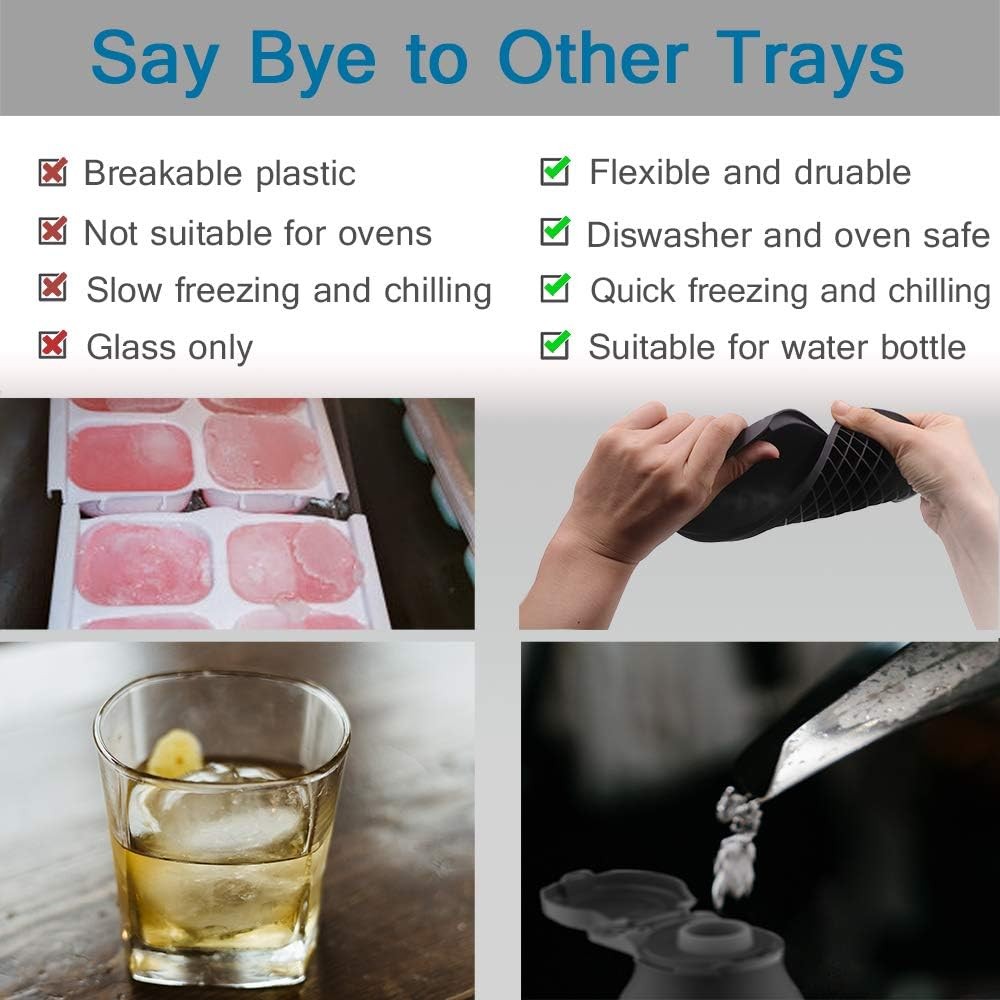 This small silicone ice cube tray set (3-piece pack) makes 160 ice cubes.