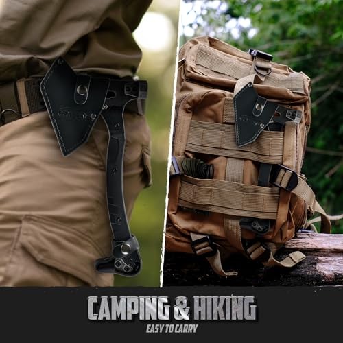 Tactical Axe with G10 Handle Camping Survival Hatchet, Multifunctional Black