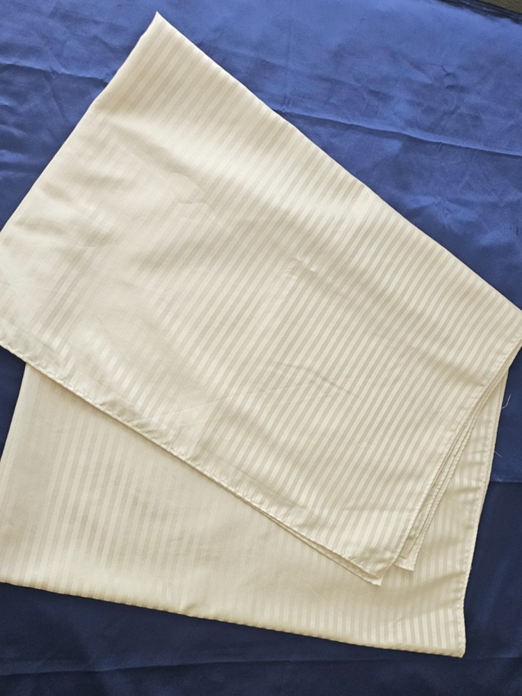 Silver Striped Tablecloth 100% Polyester 60" X 100", EUC Silver Anniversary