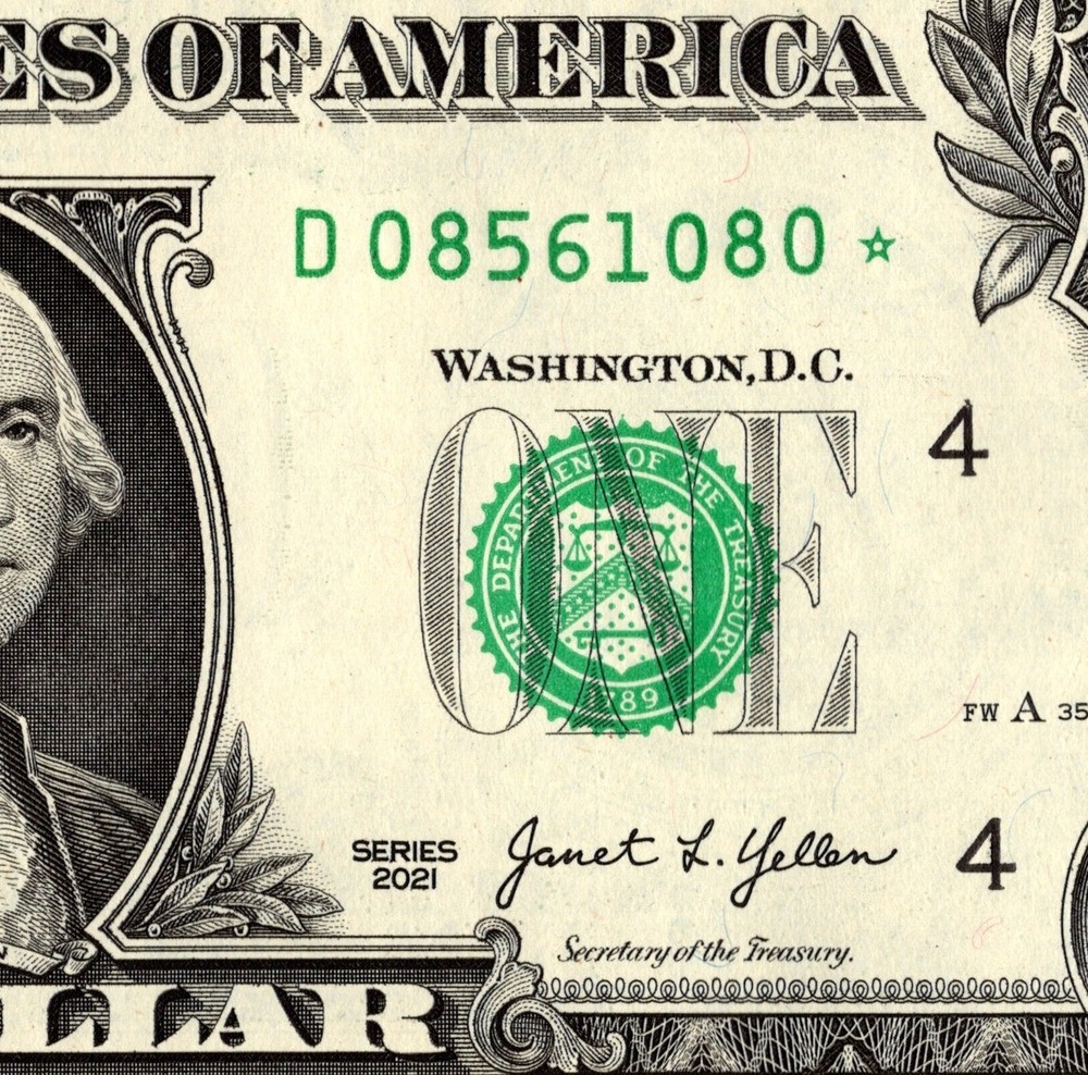 2021 D Star Note One Dollar Bill Regular Run Pack Note D08561080*
