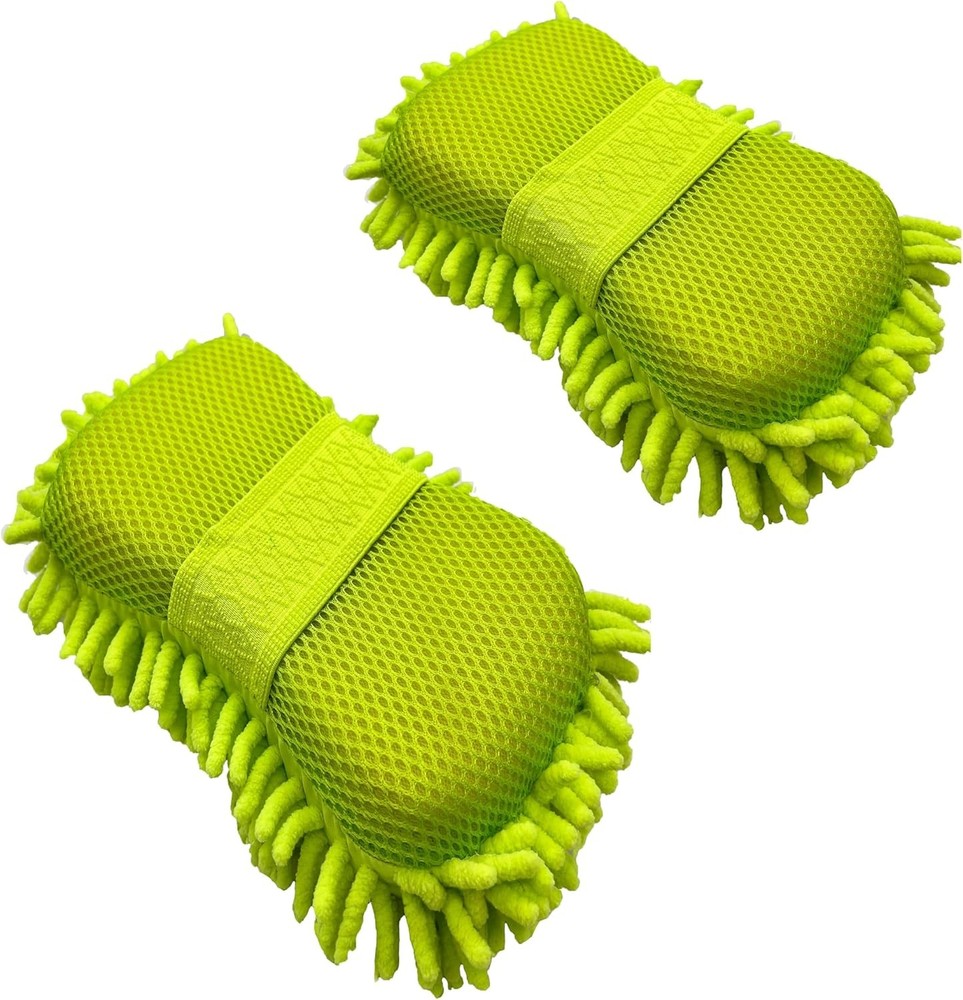 Microfiber Car Wash Sponge-Non-Scratch Wash Mitt-Two Sided Chenille Microfiber