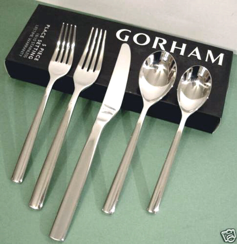 Gorham Carrie Stainless 5 Piece Place Setting Flatware Set Glossy New