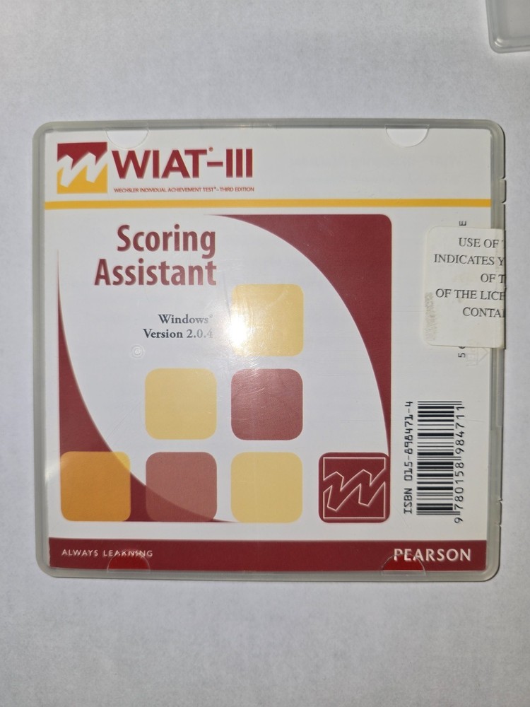 Pearson WIAT-III Scoring Assistant CD & Manual CD