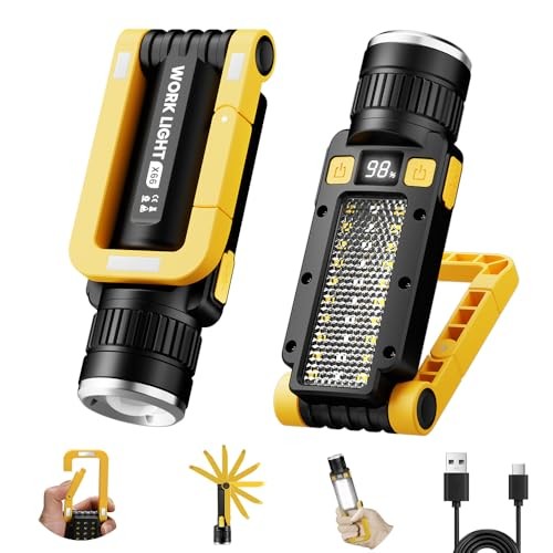 Rechargeable LED Magnetic Work Light, Portable Work Lights, 7 1 Pack Yellow