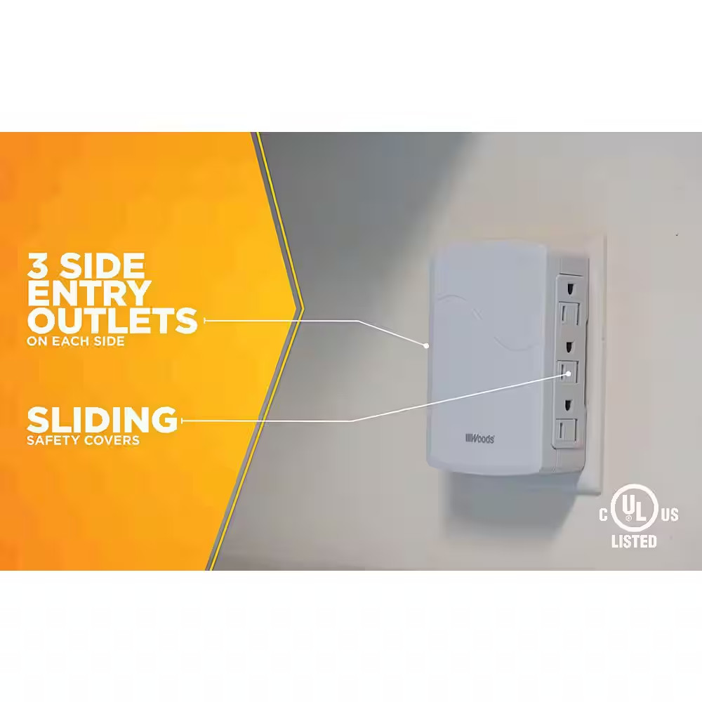 Side Entry Polarized 6-Outlet Wall Tap - White