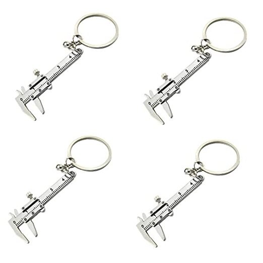 4pcs Mini Key Chain Tool Vernier Caliper Key Chain Portable Ruler Model Mini
