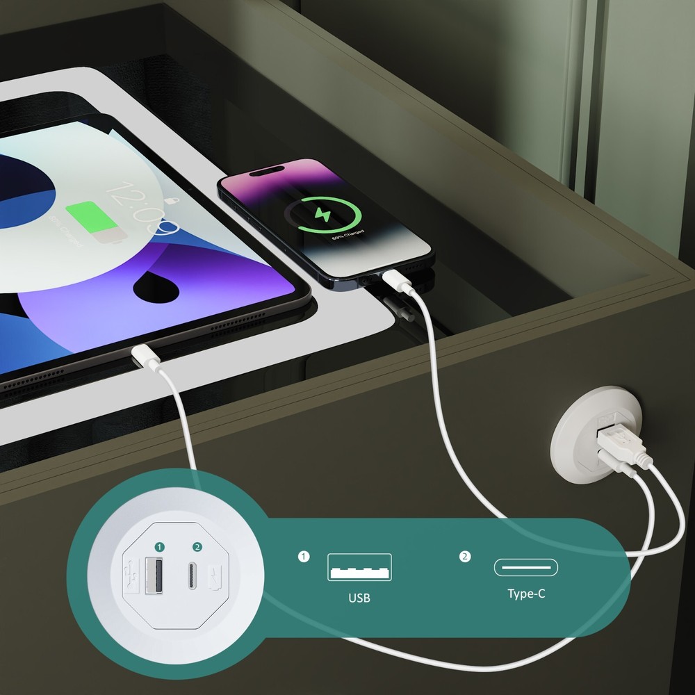 20" Tall Smart nightstand with combination lock ,Bluetooth player,Led light