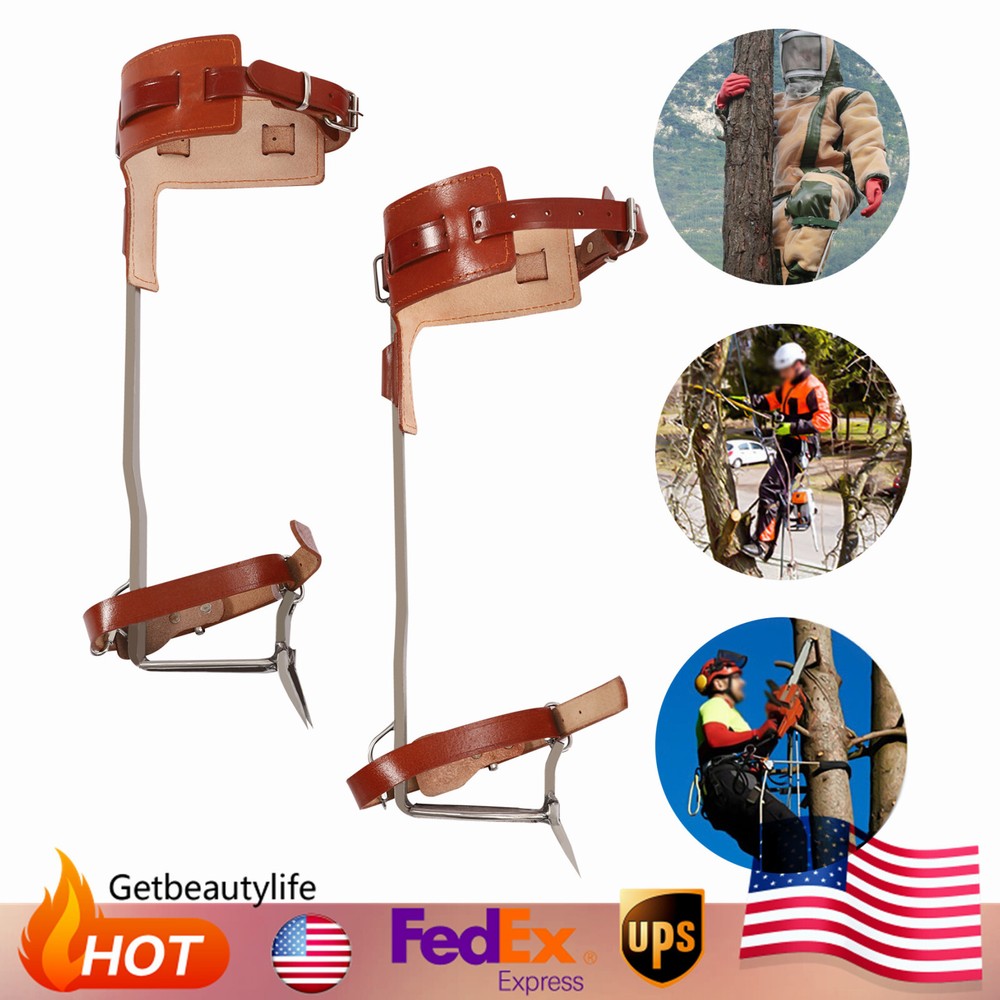 Adjustable Tree Climbing Spike Set Pole Climbing Spurs Tool Climber Strap Gaffs