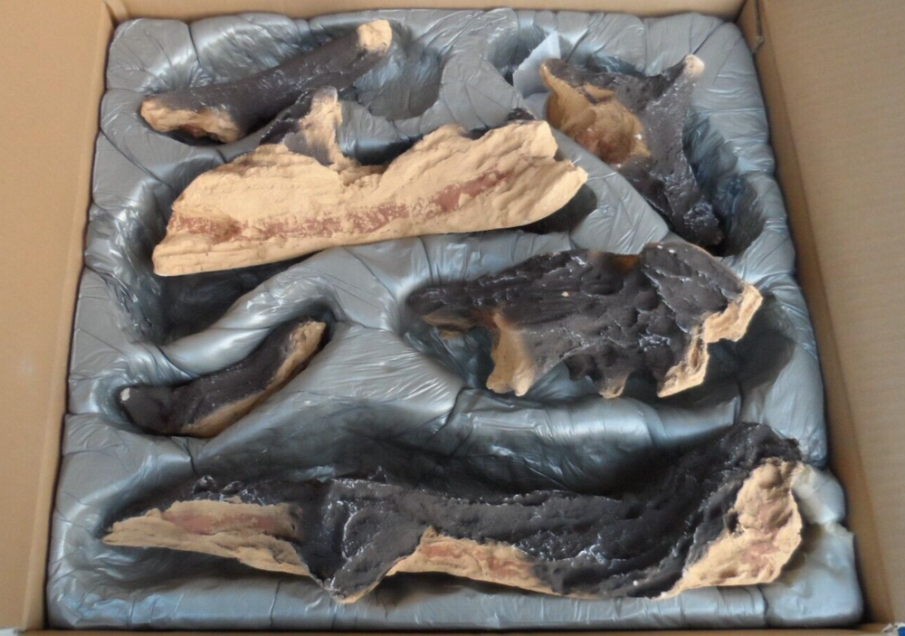 6 Piece Ceramic Logs Set for Gas Fireplace Fire Pit