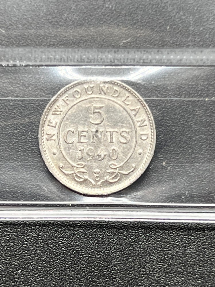 1940C Newfoundland 5 Cent ICCS Graded EF-45 Double 0