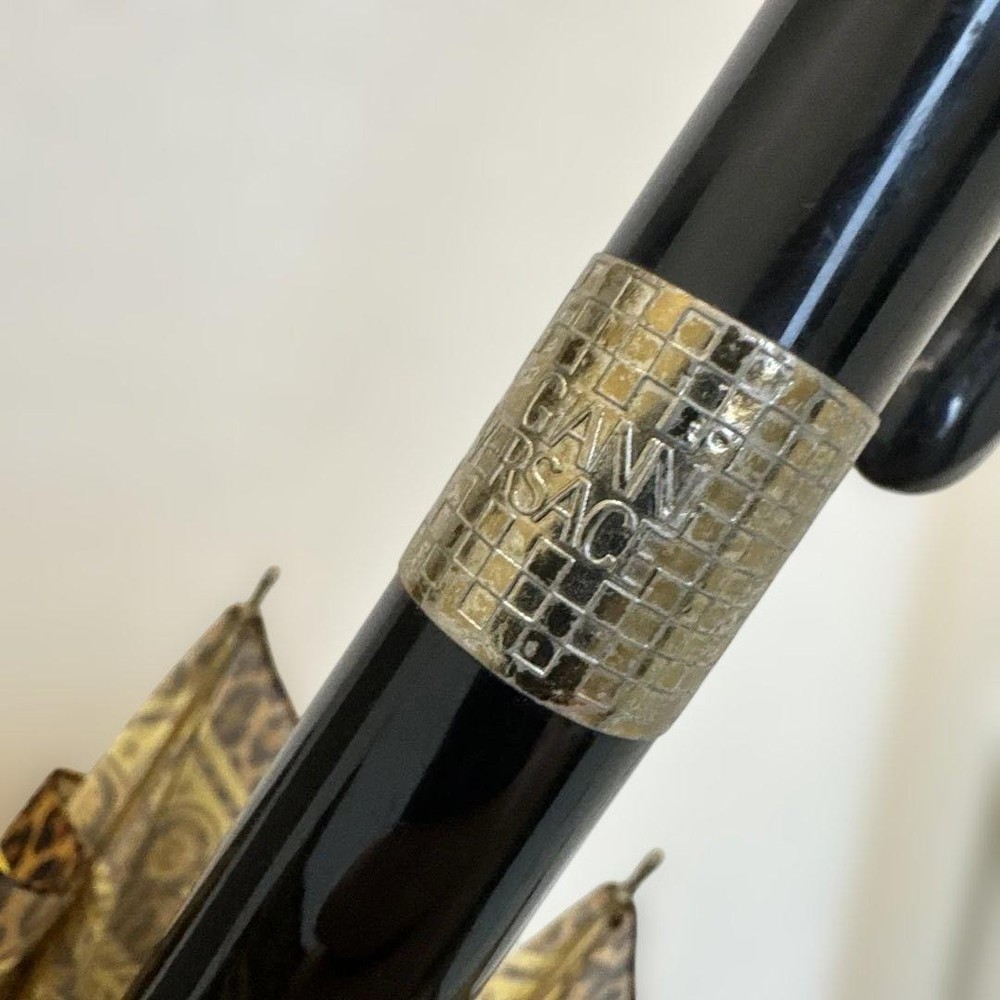 Versace Leopard Print Long Umbrella Metal Frame Decorative Handle Authentic