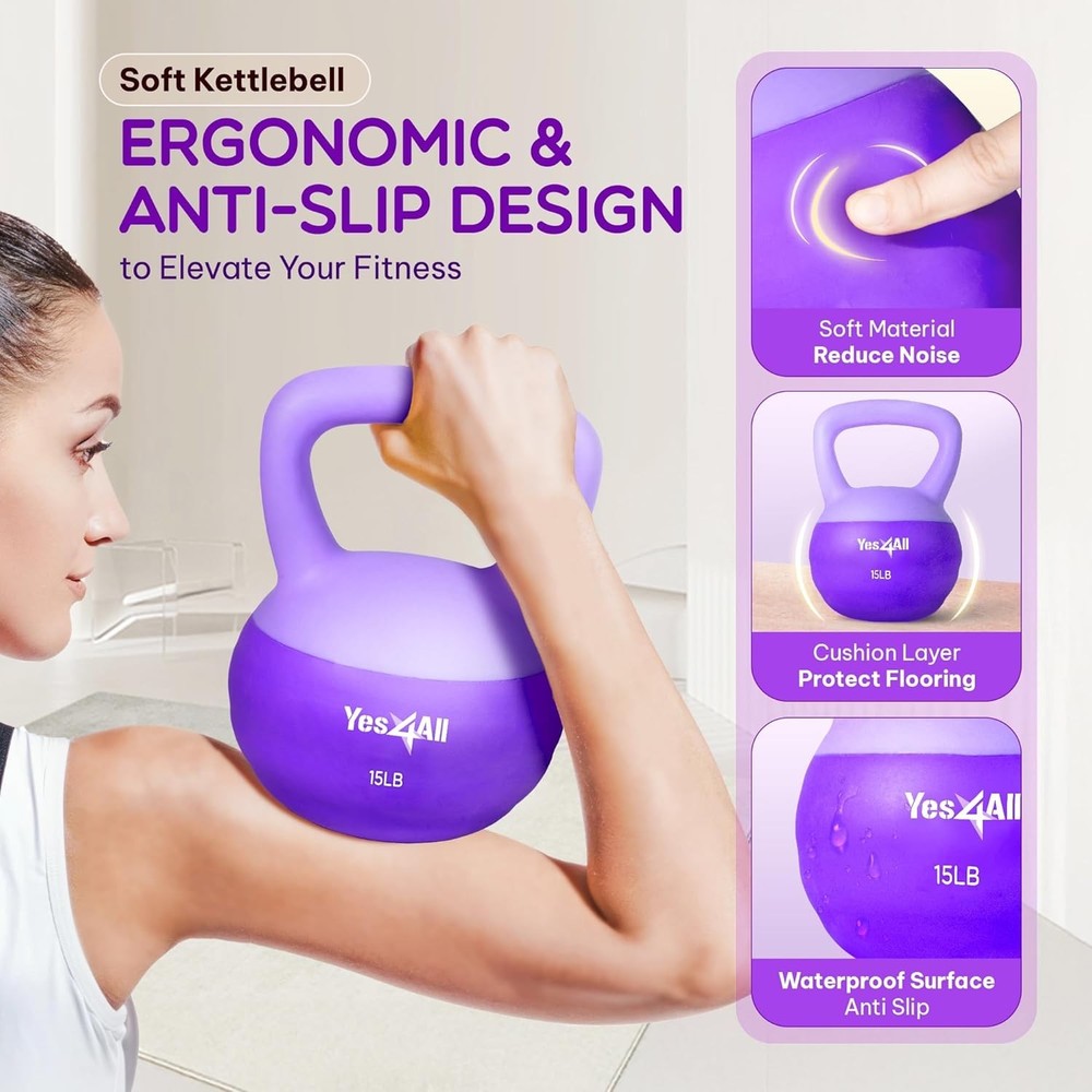 Soft Kettlebell PVC Kettlebells Exercise Weights & Color-Coded Strength Training
