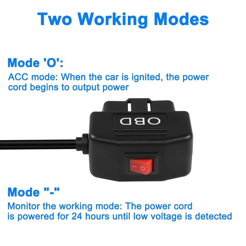 Type C OBD Power Cable for Dash Cam - 24-Hour Surveillance, 3.5M