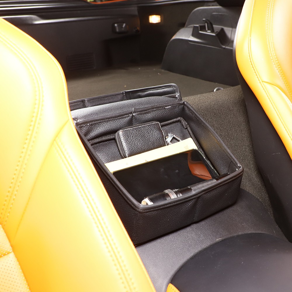 Leather Armrest Box Rear Storage Bin Bag Organizer For Corvette C7 2014-2019