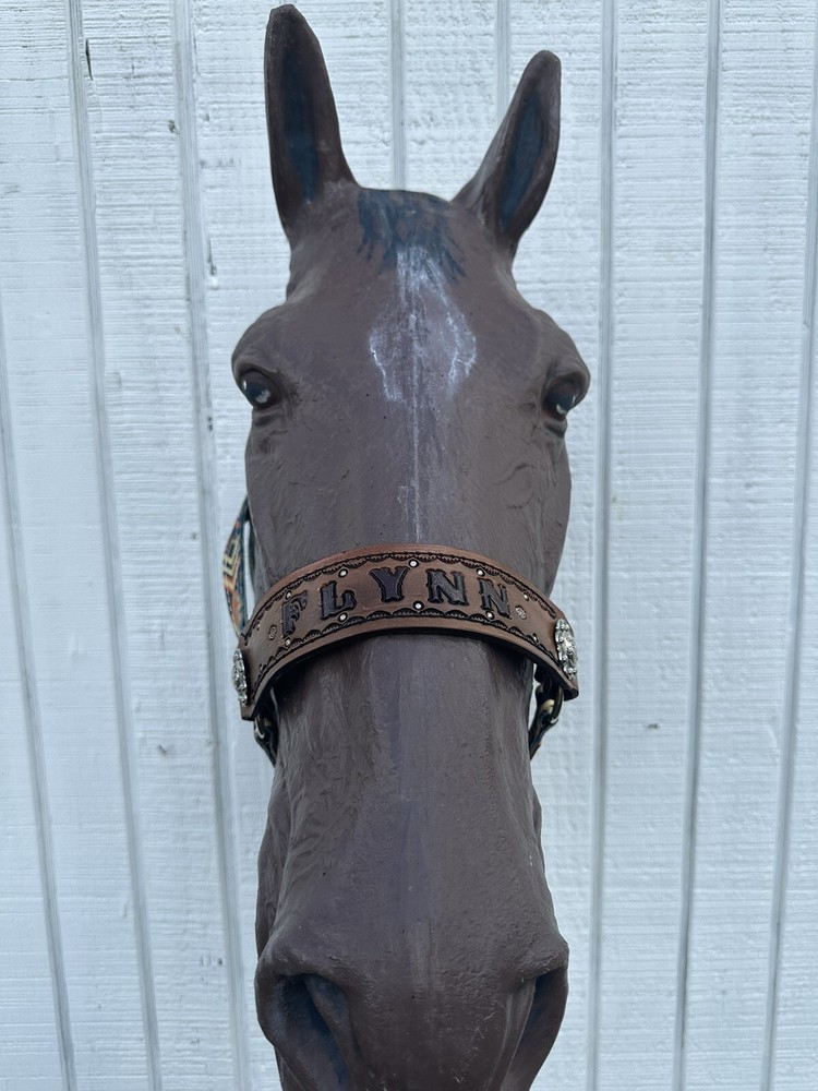 Personalized Nylon Horse Halter Earth Tone Aztec
