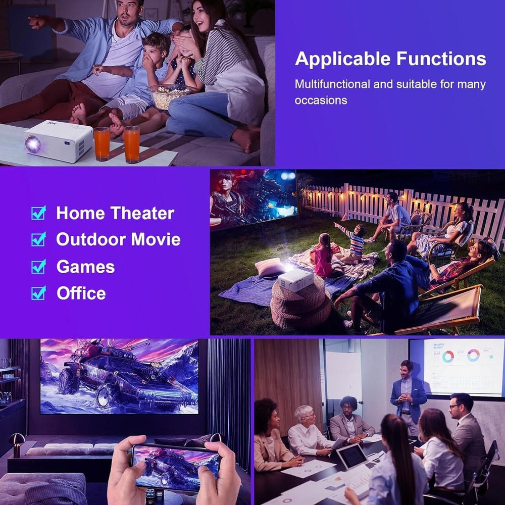 Mini Projector With Wifi 1080P Full HD Projector,