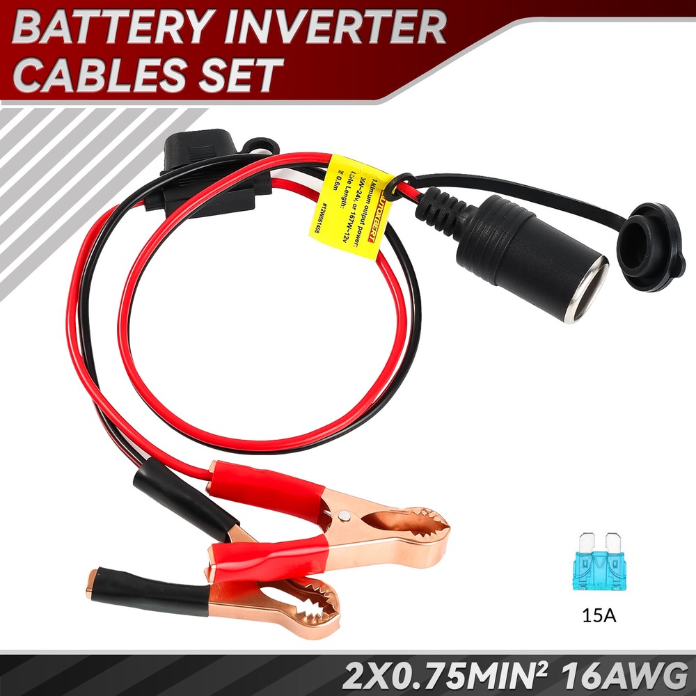 Cigarette Lighter Extension Cable Car Battery Alligator Clip Socket Adapter 2ft