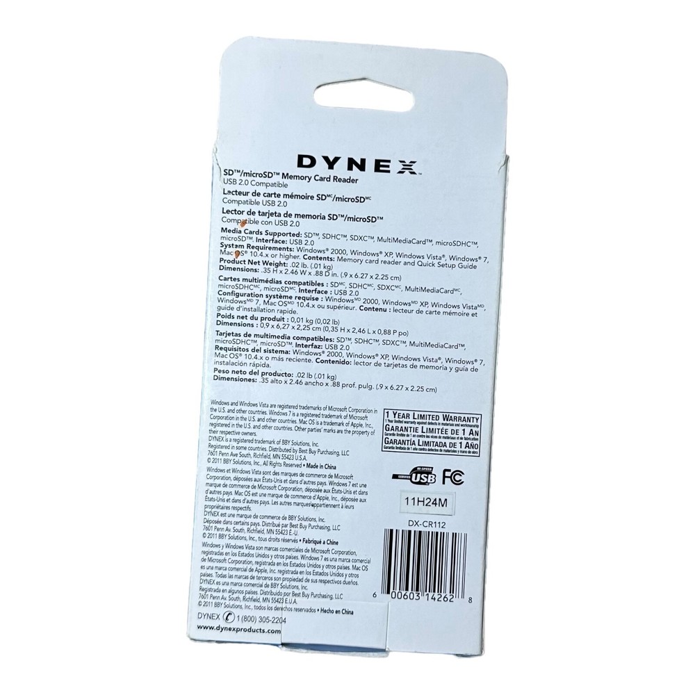 Dynex DX-CR112 2-in-1 SD/microSD Memory Card Reader TESTED