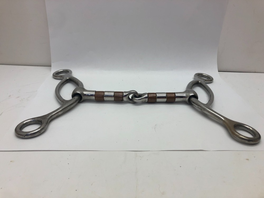 Copper Roller Training Snaffle Bit 5" mouth 7" Stainless Steel Cheeks