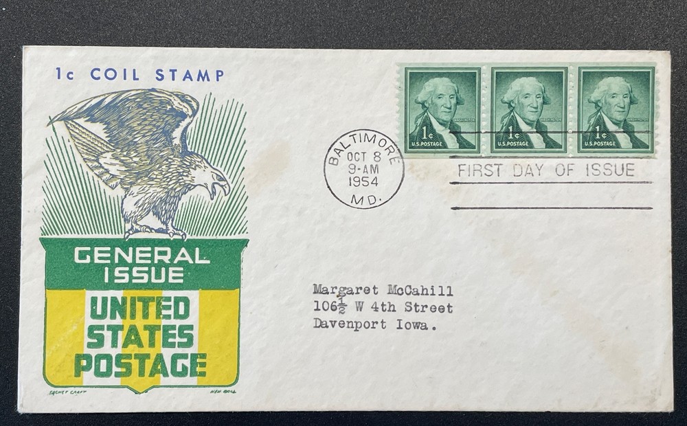 US FDC #1054, 55, 57 & 1058 Presidential Regular Issue; Postmark: Various