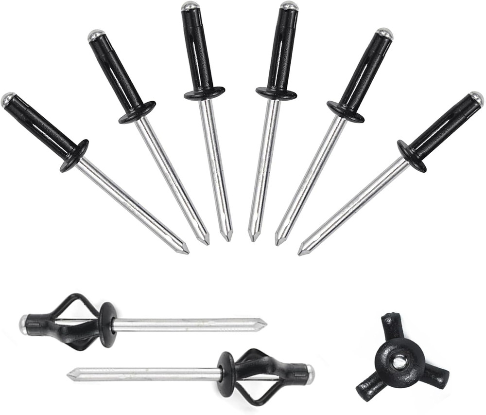 3/16" X 5/8" Tri-Fold Rivets Assortment - 60Pcs,Black Tri-Fold Exploding Pop Riv