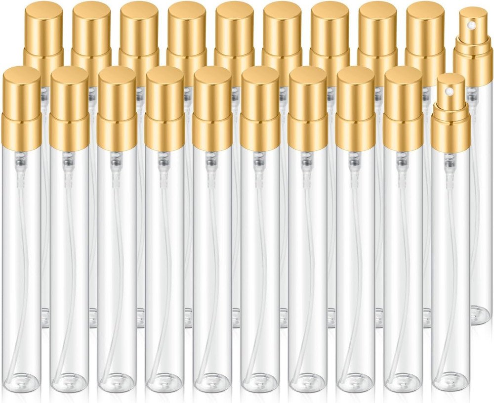 20Pcs 10ml Empty Clear Glass Mist Spray Bottle Refillable Mini Perfume Atomizer
