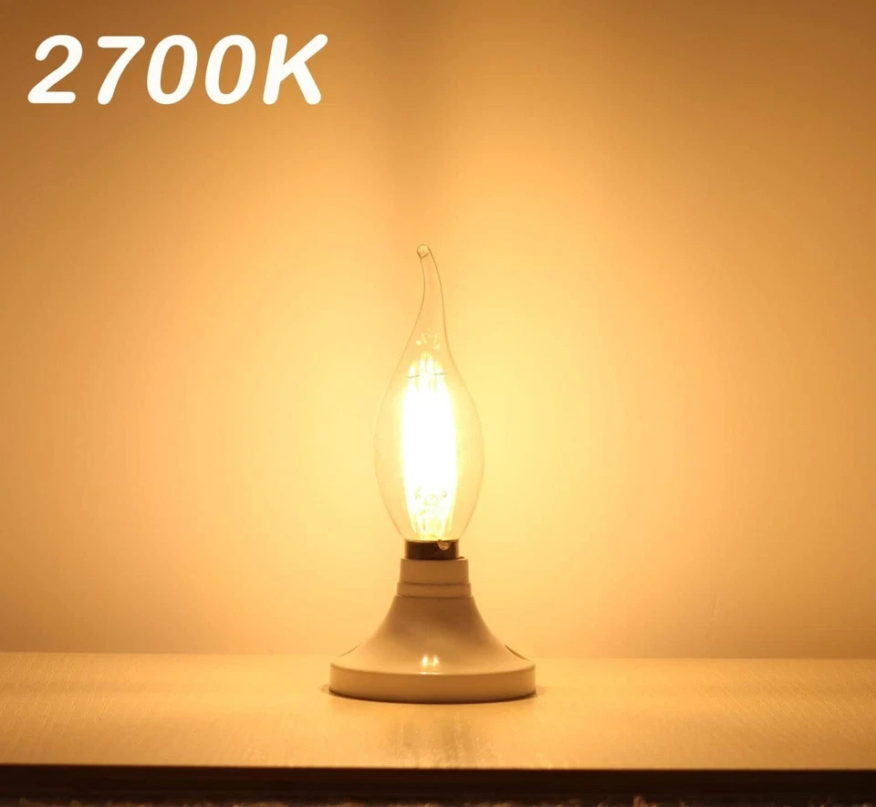 E14 LED Bulb European Base 4W Dimmable 40W Equivalent, Flame Tip Candelabra LED