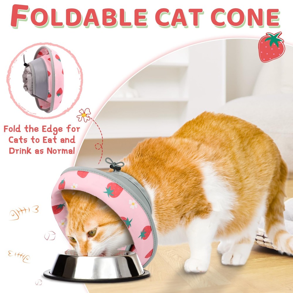 Cat Cone Collar Soft to Stop Licking, Adjustable, Foldable Lightweight Kitten...
