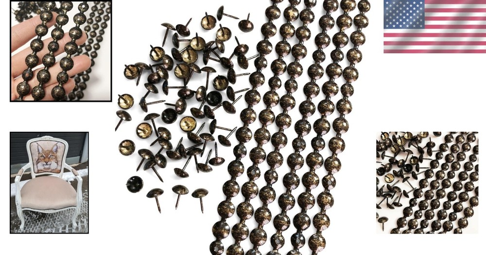 Antique Upholstery Tacks Strips, 10m Box