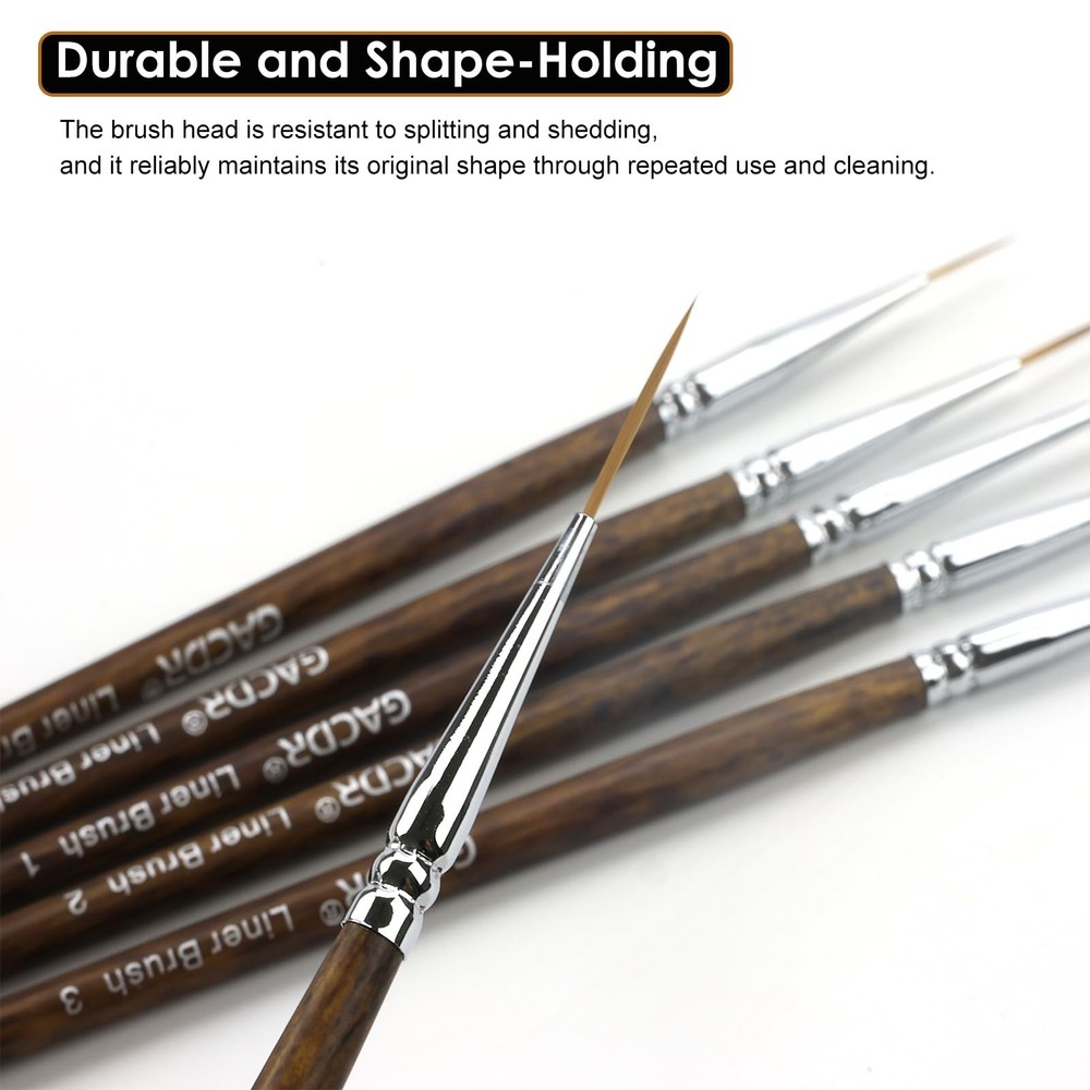 GACDR Rigger Liner Brushes, 6 Pcs Extra Long Fine Tip Paint Brush Set Script ...