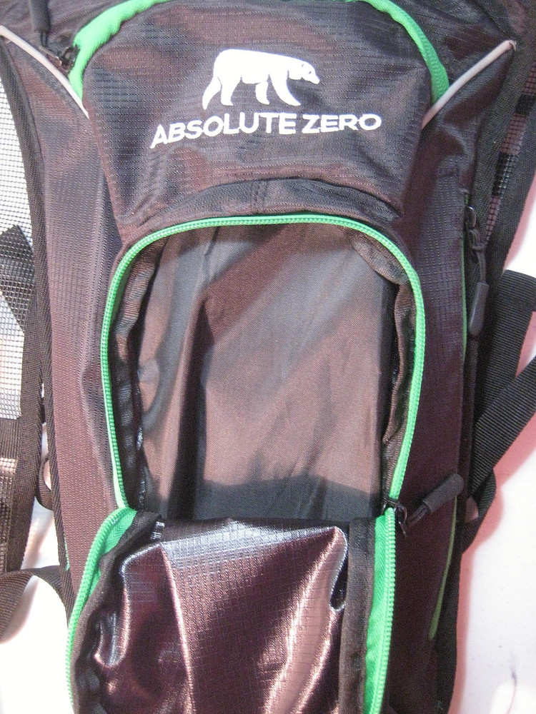 NEW- ABSOLUTE ZERO with 2 Zipper Pockets- 2 Liter Capacity Hydration Backpack