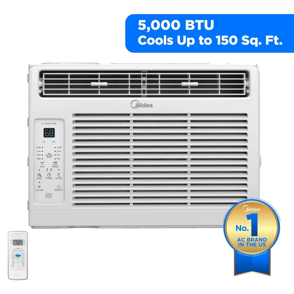 Midea 5,000 BTU Window Air Conditioner, Remote, Programmable Timer, White