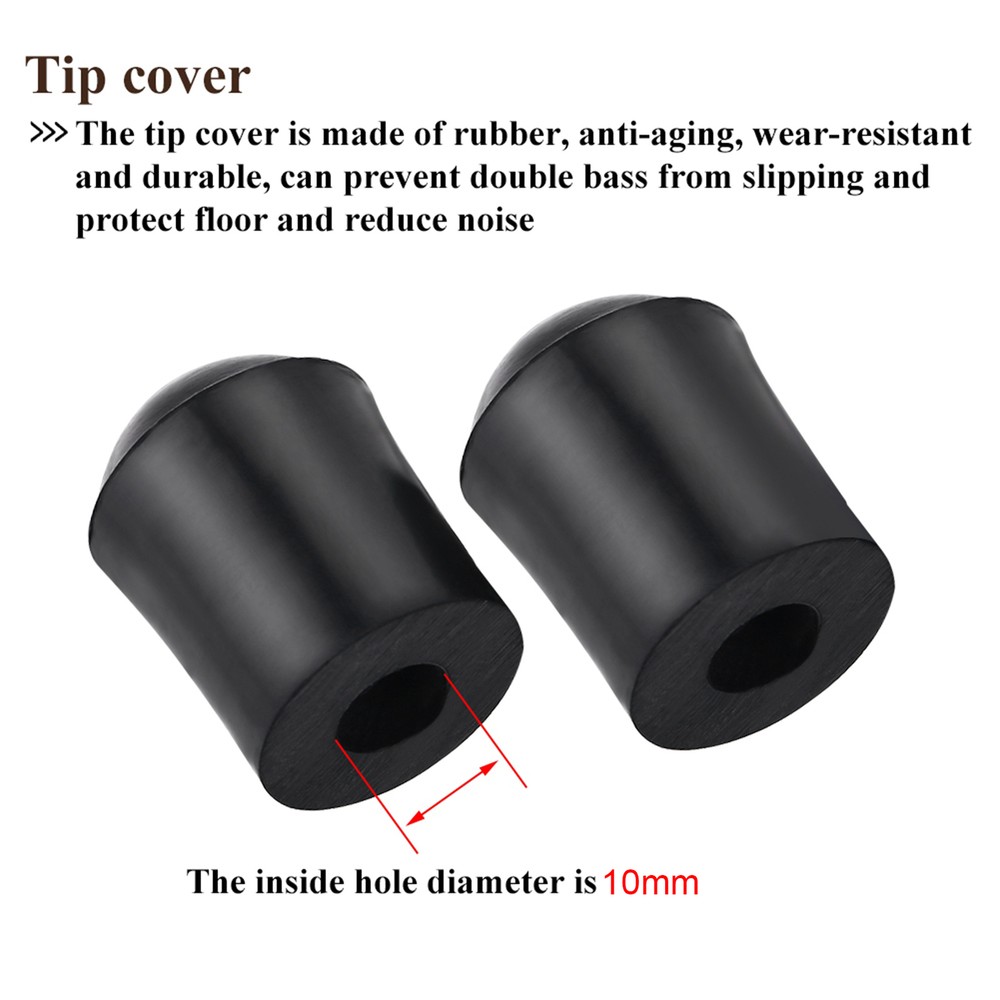 2pc Double Bass Endpin Rubber Tip Stopper Black Protector End Accessory JJS