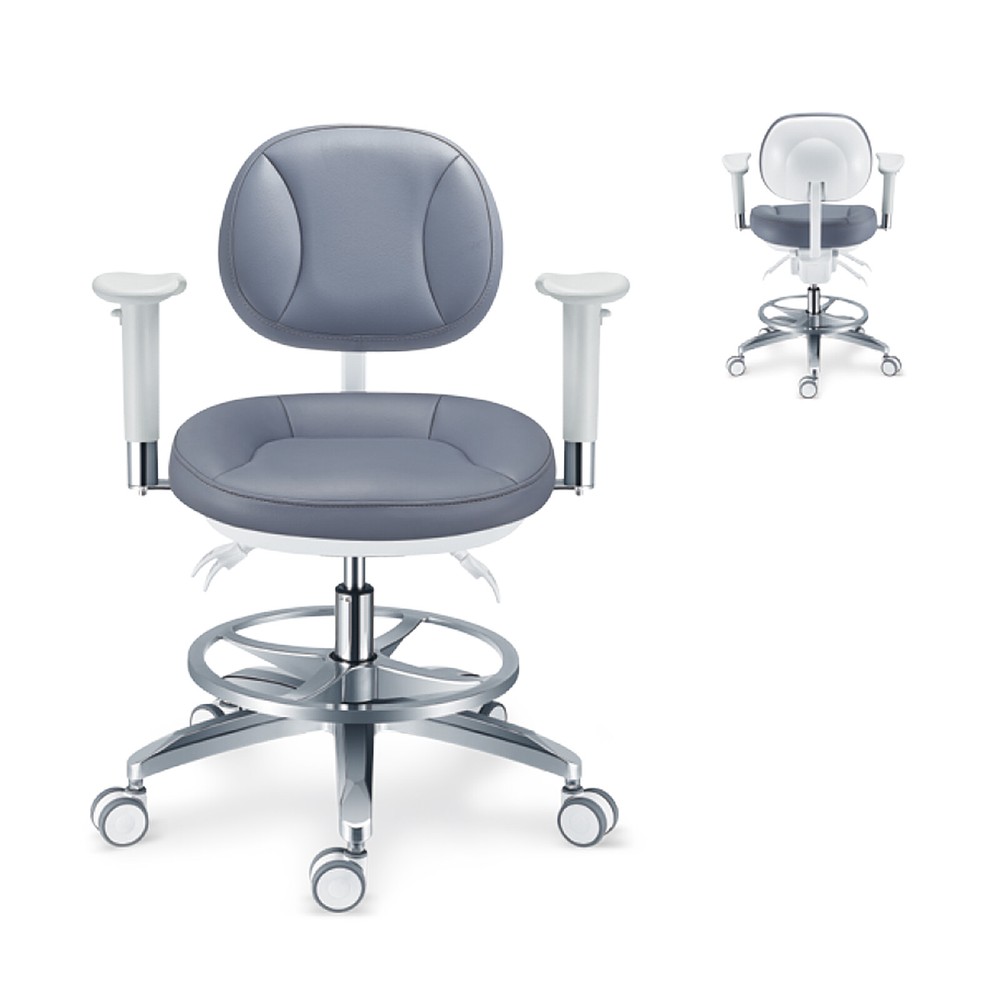 Dental Mobile Microscope Hygiene Chair Operator Stool with Armrest PLST-084
