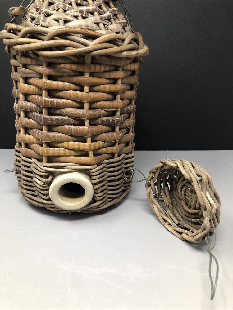 wicker Covered Stoneware Cider Flagon #619