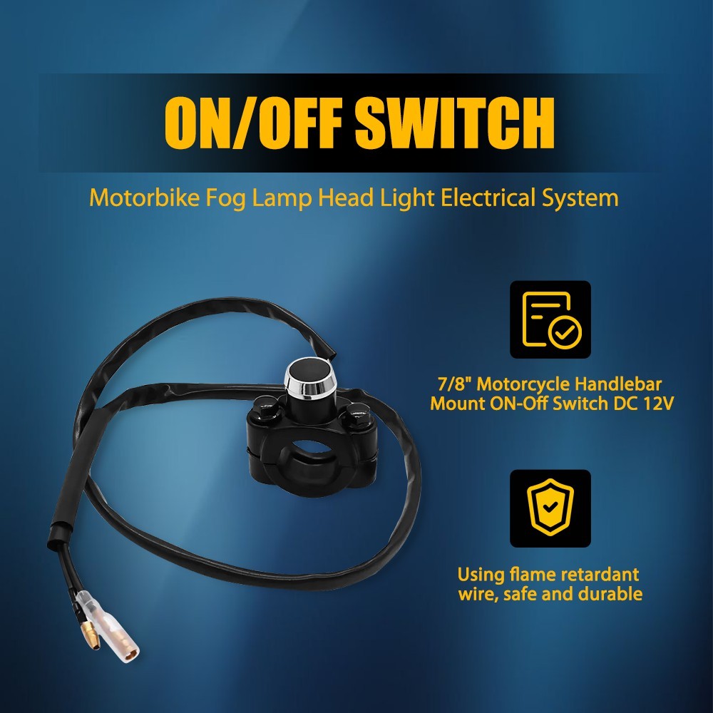 Motorcycle Switch Horn Handlebar Mount Push Button Momentary Start Universal EXV