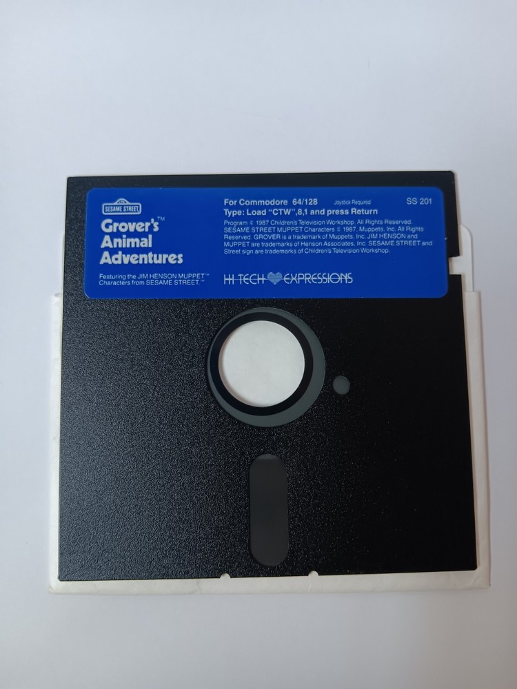 Commodore 64/128 Grovers Animal Adventure Computer Game Software Tested/Works
