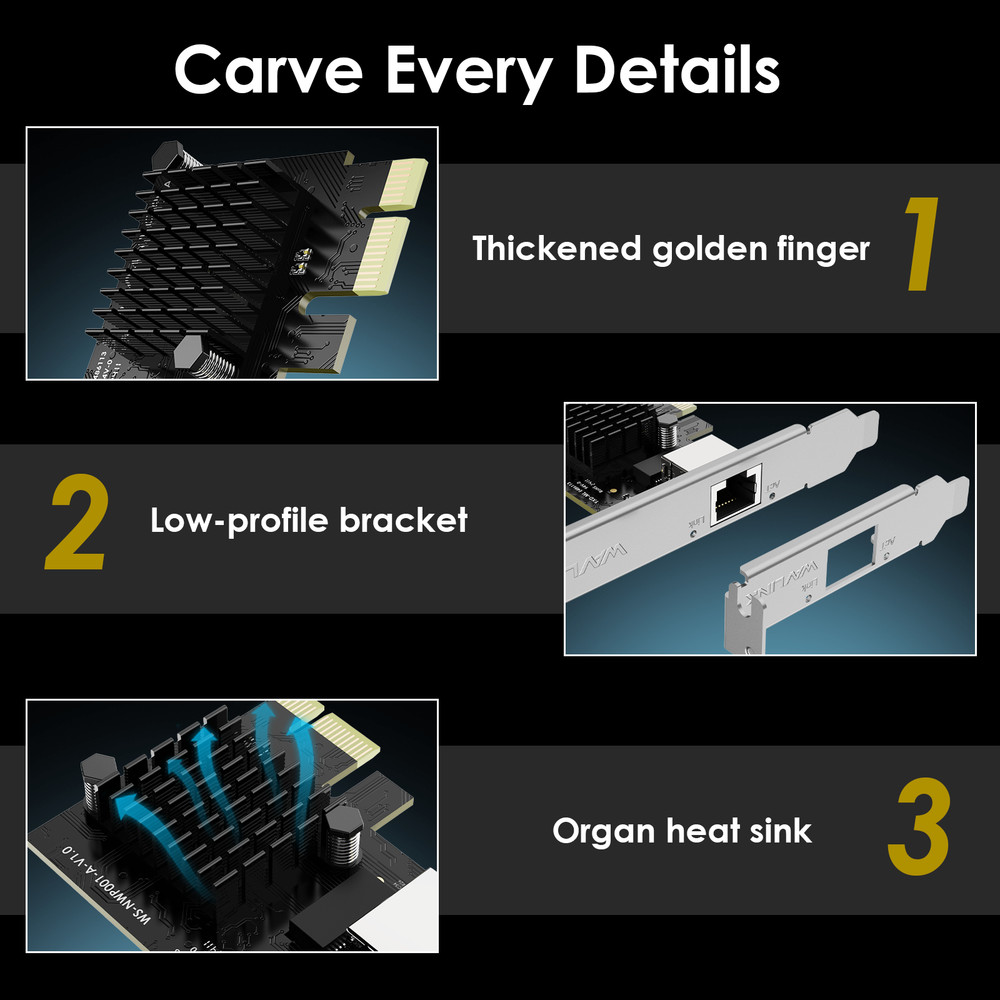 1G PCIe Network Card RTL8111H 1000Mbps Ethernet Adapter for Windows/Linux