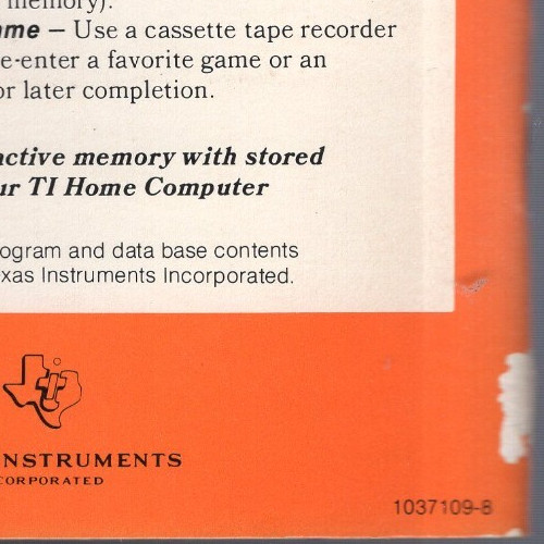 TI-99/4 & 4A Video Chess Command Module Manual & Addendum