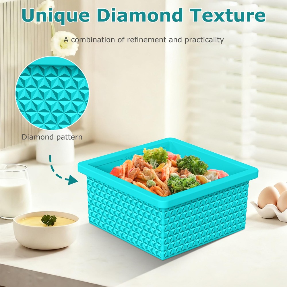 Silicone Freezer Molds for Soup Cube - 2-Cup Freezer Storage Container Tray w...