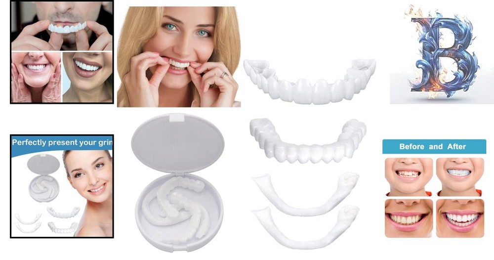 Customizable Temporary Snap-On Dentures for Confident Smiles - Pack of 4