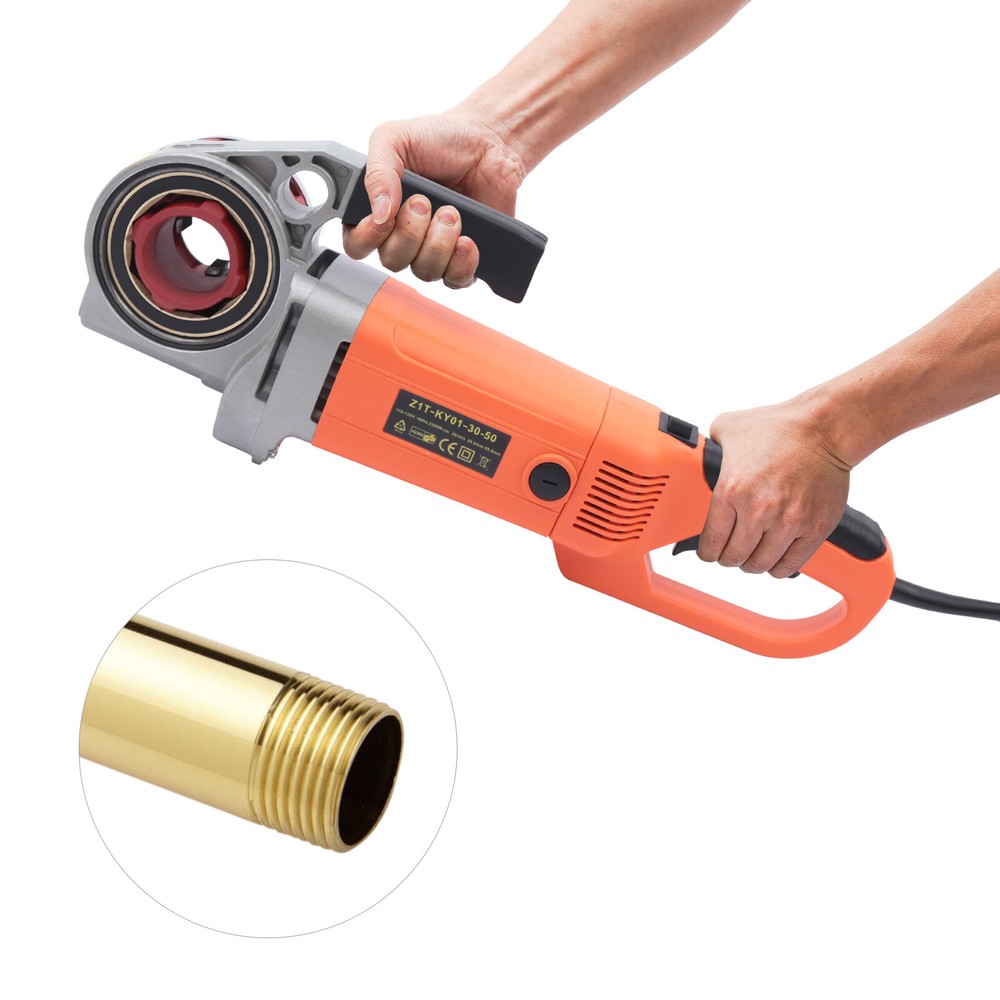 Handheld Electric Pipe Threader Threading Machine w/6 Pipe Cutter 1/2"-2" 6 Dies