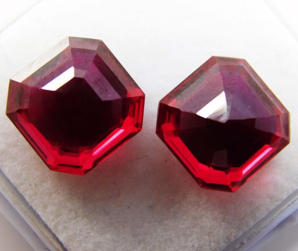 18 Ct AA+ Quality Natural Ruby Red Square Cut CERTIFIED Loose Gemstone Pair