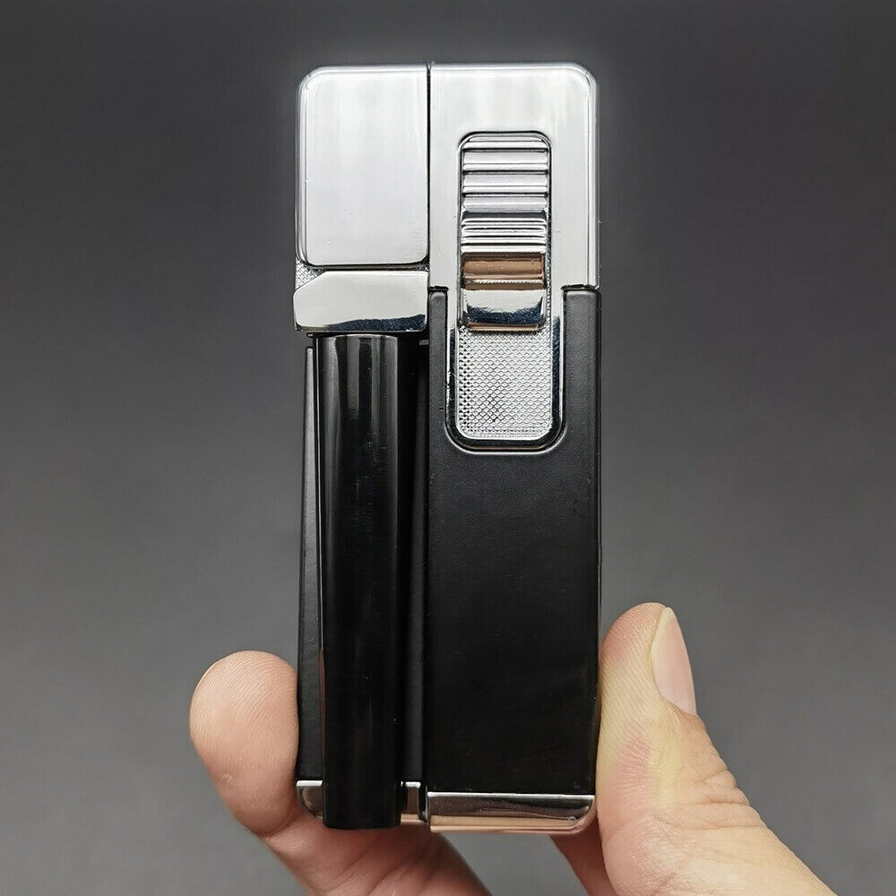 Folding Smoking Lighter Pipe Combo Smoking Pipe Ligthers w/ Free Screen Black