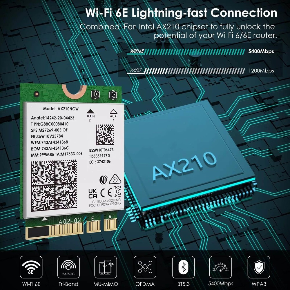 WiFi 6E AX5400 M.2 Module Compliant With 802.11 Ax Specification For Intel AX210