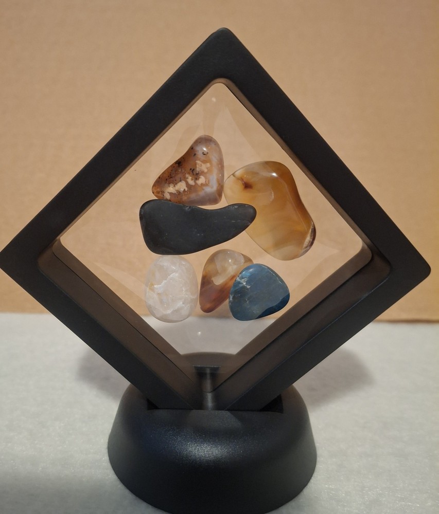 Assorted Crystal Decor  in floating display frame